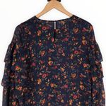 Madewell Tiered Ruffle-Sleeve Top in Climbing Vine Navy Floral size Small Photo 6