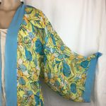 Marsh Landing  Blue & Yellow Floral Open Kimono NEW S Photo 3