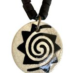 Handmade Ceramic Spiral Sun Pendant Boho Necklace Photo 6