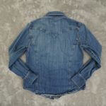 J. Crew Denim Pearl Snap Shirt Women's Small Blue Long Sleeve Western Cowgirl Photo 4