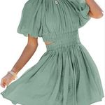 Princess Polly  Dress Sage Green Cutout Puff Sleeves Women’s Medium Photo 0