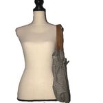 Boutique canvas striped paper bag style tote w/bow Brown Photo 2