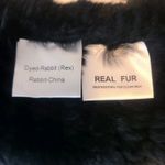 Genuine Rex Rabbit Fur Black Rosette Slip Thru Scarf Luxury Accessory Photo 3