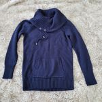 Preswick & Moore  Petite Cowl Neck Drawstring Kangaroo Pocket Sweater Navy Medium Photo 0