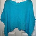 Gigi Moda Made in Italy Linen Poncho Top Oversized Boat Neck Turquoise OS Blue Size undefined Photo 0