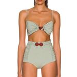 JOHANNA ORTIZ Congress Of The Congo Reversible Bikini Top in Brown Jade Small Green Photo 1