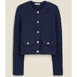 J.Crew  Odette Cable Knit Sweater Lady Jacket Cotton-Blend Bouclé Navy XS NWT Photo 2