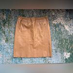 Vintage 90s Etcetera tan pleated hem leather skirt, size 8 Photo 1