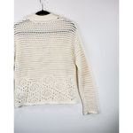 Madewell  Womens Sweater Beige Crochet Polo V Neck Long Sleeve Pullover Boho XS Photo 8