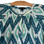 J.Crew Ikat Print Long Sleeve Drawstring Waist Romper Blue White Sz L Cotton Photo 3