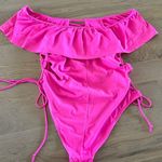 Tinibikini lace up one piece hot pink swimsuit size large Photo 7