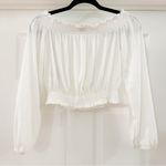 H&M Divided Cropped off-the-shoulder top soft jersey smocked White sz Small Photo 2