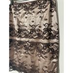 HELEN WANG Satin Lace Pencil Skirt Brown Formal Evening Size 8 Tan Photo 1
