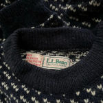 Vintage LL Bean Blue White Birdseye Norwegian Wool Blend Sweater sz Ladies Large Photo 3