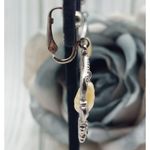 Vintage Silver Tone Drop Dangle Faux Pearl & Floral Hoop Earrings Clip On 1.75" Photo 8