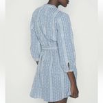 ZARA Crochet Daisy Blue & White Gingham Rattan Belted Mini Dress Size Med Photo 1