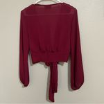 VICI  burgundy plunge v neck tie front blouse women’s size small Photo 4