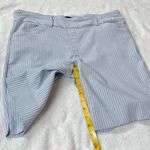 Hilary Radley Pull On Bermuda Shorts Striped Blue White Pockets Large Stretch Photo 3