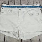 J.Crew Mid Rise Short White Denim Cutoff Frayed Hem Size 32 Photo 8