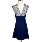 The Kooples Navy Lace Crepe Fit and Flare Mini Dress Photo 2