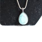 Chico's Southwestern  Teardrop Turquoise Silver Tone Snake Chain Pendant Necklace Photo 2