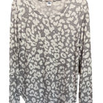 Old Navy Gray/White Cheetah Sweater Long Sleeve Round Neck Size S Soft Photo 0