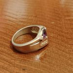 Unique Sterling Silver 925 Ring Dark Purple Clear Accent Stones Stamped Birthsto Photo 4