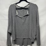 Urban Outfitters  Gray Henley Women's Pullover Size Large Oversized Waffle Knit Photo 0