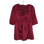EXPRESS Silky Tops Burgundy Ivory Size Medium Pullover Popover TWO SHIRTS Photo 4