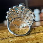 Natural Blue Apatite Sterling Silver Seashell Cocktail Ring Size 6 Photo 4