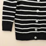 Talbots 100% Linen Black White Striped Button Cardigan Sweater 3/4 Sleeve Size S Photo 2