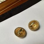 Avon Gold Tone Aurora Borealis Rhinestone Round Dome Clip On Earrings Signed Photo 3