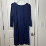 Hilary Radley EUC  women’s dark‎ blue terry 3/4 sleeve midi length dress large Photo 5