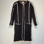 Calvin Klein  Black White Trim Long Cardigan Pockets Blazer Quiet Luxury Size L Photo 1