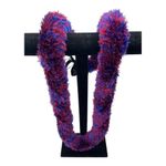 Hand Made Burgundy and Blue Eyelash Yarn Lei 21.5” Drop Class of 2023 Graduation Photo 5