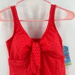 Swim Solutions Swim Dress Size 12 Bow Front Tummy Control Swimsuit Orange NWT Photo 7
