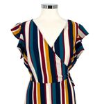 Superfoxx Striped Wrap Flutter Sleeve Midi Dress Multicolor Size Large Photo 1