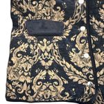 Chico's  1 Quilted Chenille Jacket Women 8/10 Black Gold Brocade Mob Wife‎ Photo 5