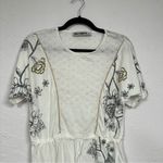 Desigual  White Eyelet Short Sleeve Blouse Womens M Casual Beachy Summer Top Photo 3