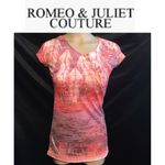 Romeo + Juliet Couture Romeo & Juliet Orange Short Sleeve Graphic Print Tee Shirt L NEW Photo 1