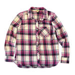 Woolrich Plaid Flannel Shirt Women's M/M Cream Magenta Charcoal Long Sleeve Photo 0