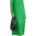 Ganni Green Cutout Twisted Lace Midi Dress Embroidered Floral Long Sleeve 36 4 Photo 0