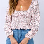 Princess Polly  Smocked Melvin Red and Black Polka Dot Ruffle Hem Top Sz. 6 Photo 0