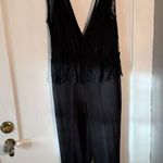 ZARA Black Deep V Lace Jumpsuit Photo 2