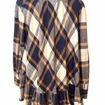 Free People  Plaid Flannel High‎ Low Top with Pleated Back Size XS Boho Flowy Photo 5