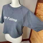 Madewell Je t’aime French I Love You Crewneck Sweatshirt Top in Dark Grey XS Photo 4