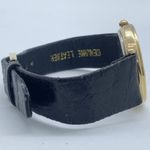 Time women watch gold tone 33mm black leather band running Photo 4