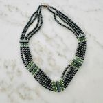 Vintage Hematite & Green Beaded Statement Necklace Gray Photo 4