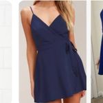 Lulus Lulu’s navy blue v-neck skirted S romper Photo 1