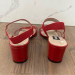 Like New Van Eli Block Heel Cross Strap Patent Leather Sandal Cherry Red 9.5B Size 9.5 Photo 3